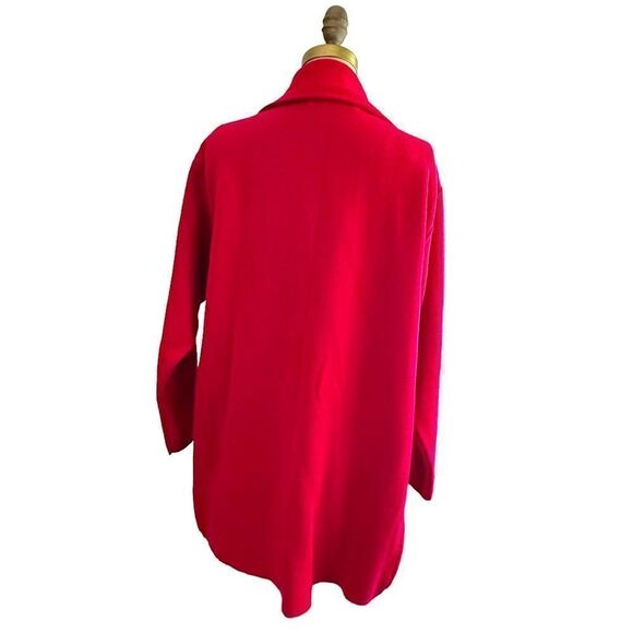 Vintage 70s Lanerossi Red Edge to edge knitted long line jacket cardigan Large - Picture 3 of 12